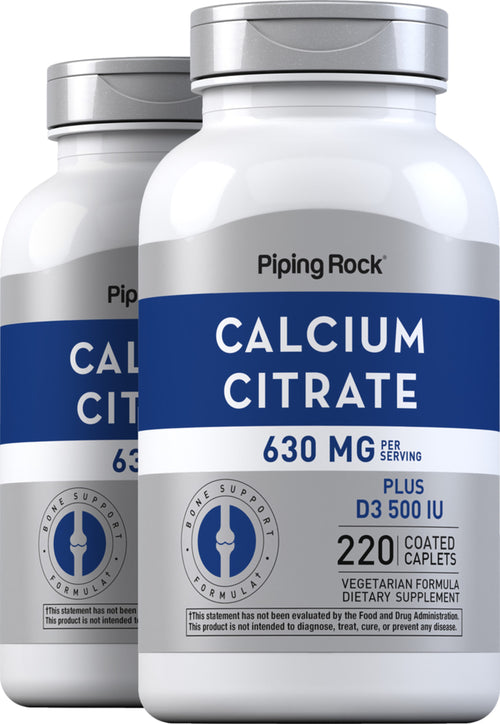 Calcium Citrate 630 mg (per serving) Plus D3 500 IU, 220 Coated Caplets, 2  Bottles