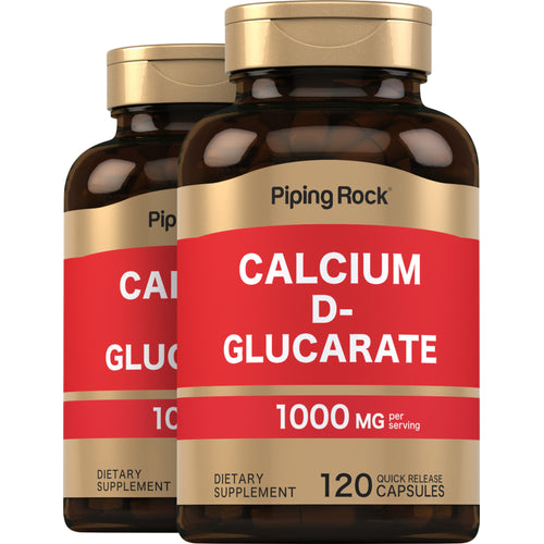D-Glucarate de Calcium,  1000 mg (par portion) 120 Gélules à libération rapide 2 Bouteilles