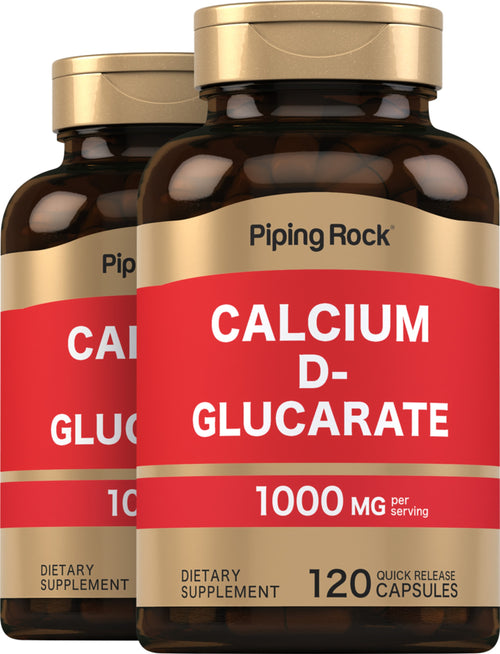 D-Glucarate de Calcium,  1000 mg (par portion) 120 Gélules à libération rapide 2 Bouteilles