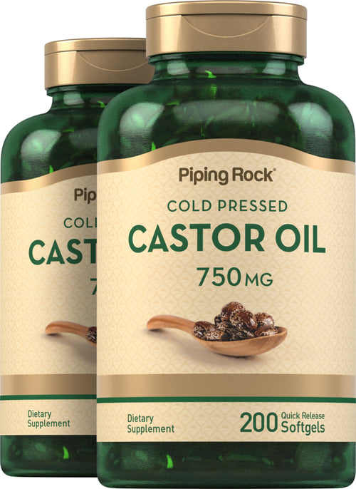 Castor Oil (Cold Pressed), 750 mg, 200 Quick Release Softgels, 2  Bottles
