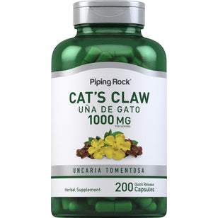 Cat's Claw (Una De Gato) 1000 mg (ต่อการเสิร์ฟ) 200 แคปซูลแบบปล่อยตัวยาเร็ว     