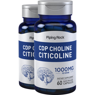 CDP Choline Citicoline,  1000 mg (par portion) 60 Gélules à libération rapide 2 Bouteilles