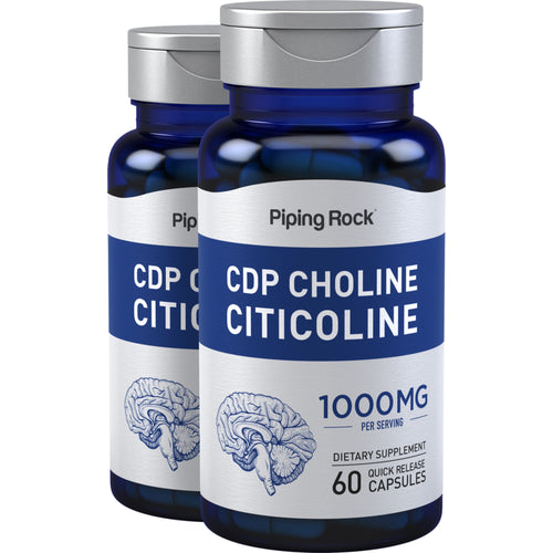CDP Choline Citicoline, 1000 mg (per serving), 60 Quick Release Capsules, 2  Bottles