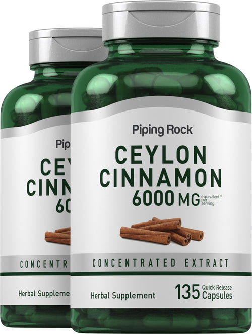 Cannelier de Ceylan,  6000 mg (par portion) 150 Gélules à libération rapide 2 Bouteilles