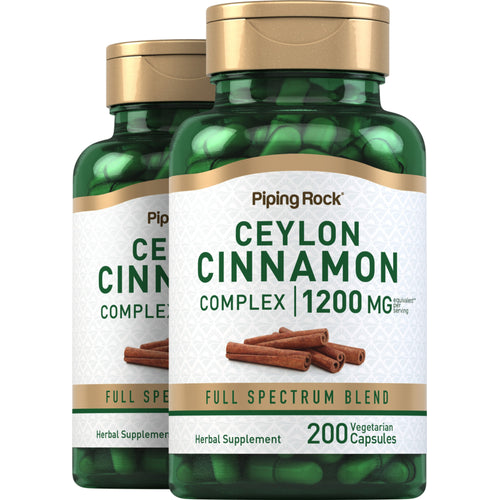 Ceylon Cinnamon Complex, 1200 mg (per serving), 200 Vegetarian Capsules, 2  Bottles