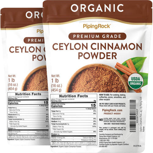Ceylon Cinnamon Powder (Organic), 1 lb (454 g) Bag, 2  Bags