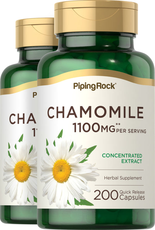 Thé à la Camomille,  1100 mg (par portion) 200 Gélules à libération rapide 2 Bouteilles