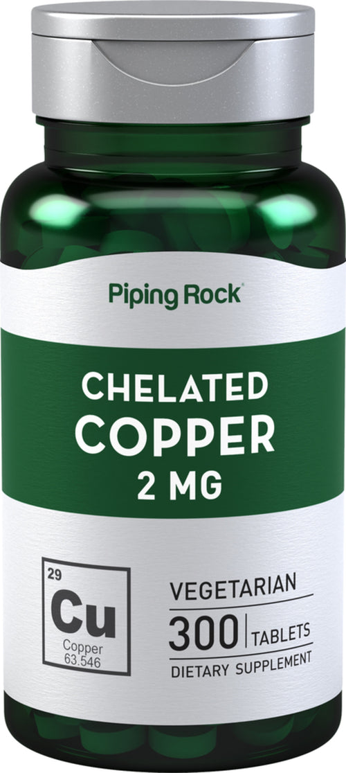 Chelated Copper (Amino Acid Chelate), 2 mg, 300 Tablets Bottle