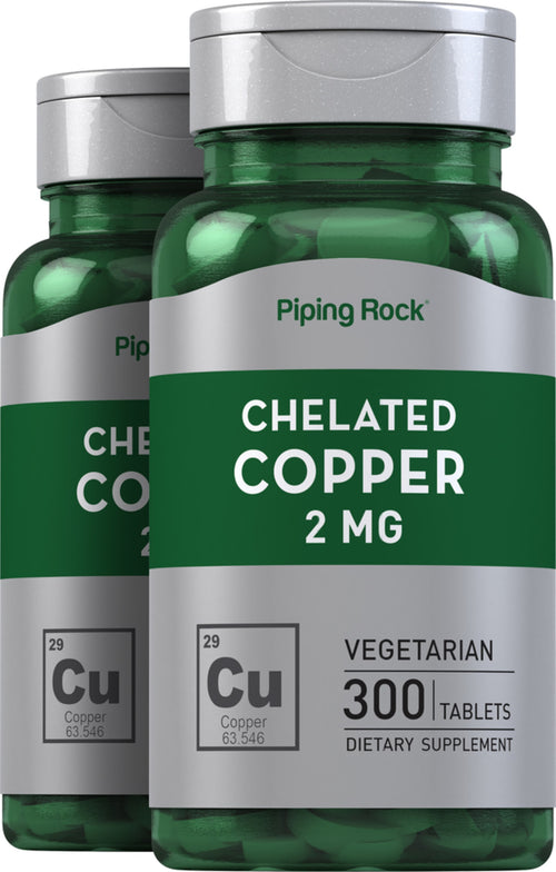 Chelated Copper (Amino Acid Chelate), 2 mg, 300 Tablets, 2  Bottles