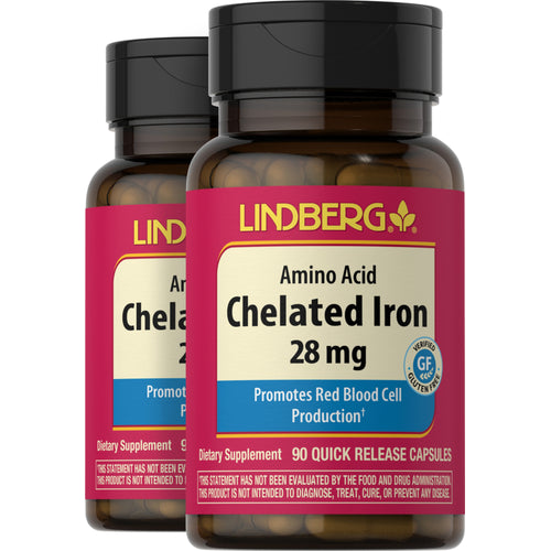 Chelated Iron, 28 mg, 90 Quick Release Capsules, 2  Bottles