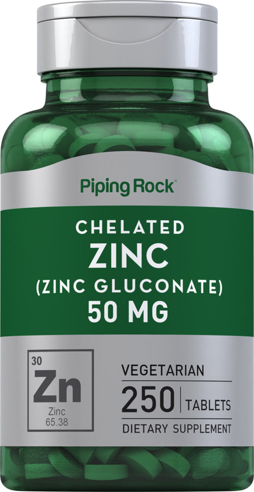 Zink med chelat (Gluconat) 50 mg 250 Tabletter     