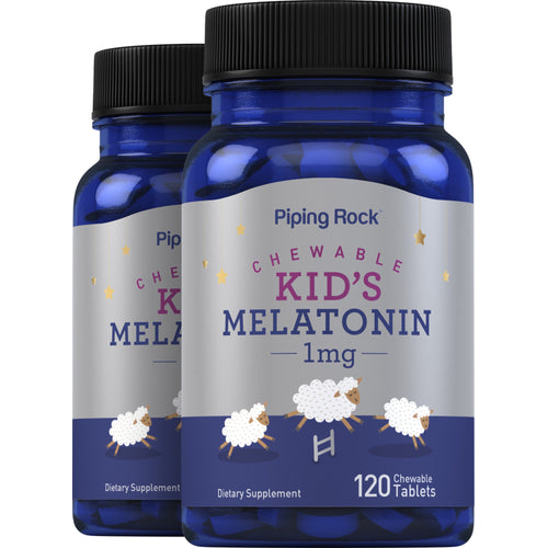 Melatonina masticable para niños 1 mg 120 Tabletas masticables 2 Botellas/Frascos  