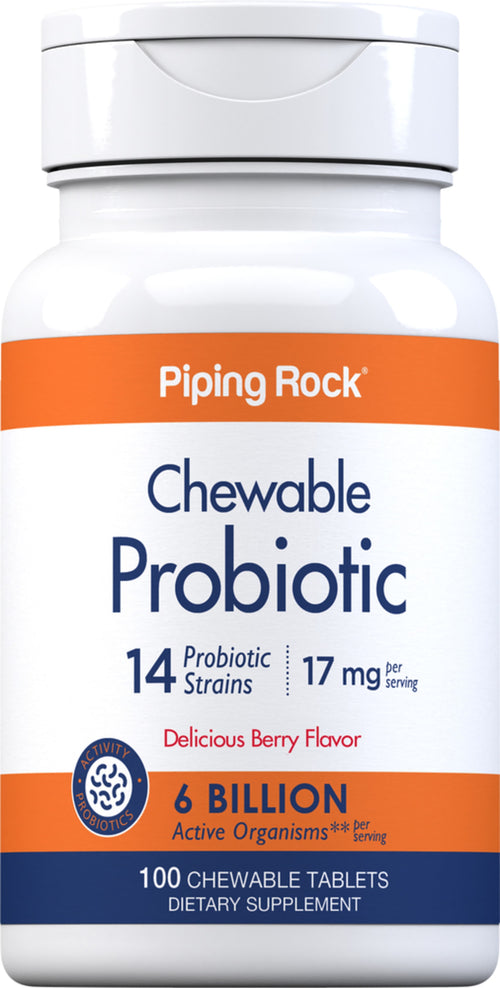 Pureskeltava probiootti 14 kantaa, 6 miljardia organismia (luonnonmarja) 100 Pureskeltavat tabletit       