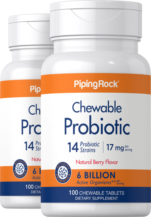 Chewable Probiotic 14 Strains 6 Billion Organisms (Berry), 100 Chewable Tablets, 2  Bottles