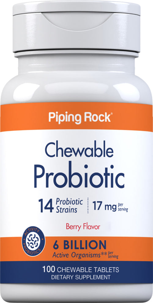 Pureskeltava probiootti 14 kantaa, 6 miljardia organismia (luonnonmarja) 100 Pureskeltavat tabletit       