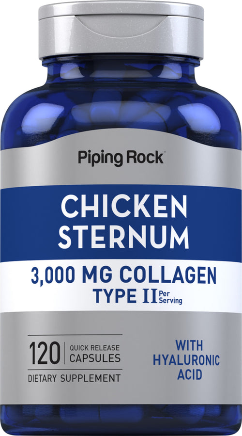 Kolagen typu II pochodzący z kurczaka z kwasem hialuronowym 3000 mg (na porcję) 120 Kapsułki o szybkim uwalnianiu     