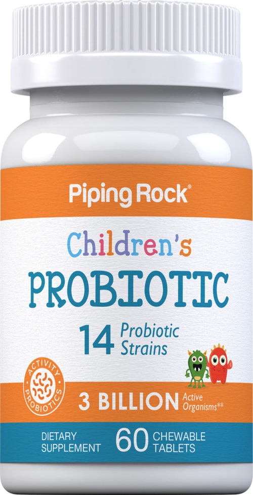 Probiótico para niños, 14 cepas y 3000 millones de organismos (sabor natural a bayas) 60 Tabletas masticables       