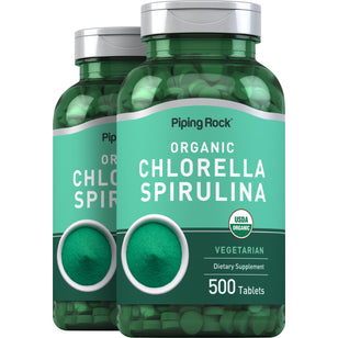 Chlorella Spirulina (Organic), 500 Tablets, 2  Bottles