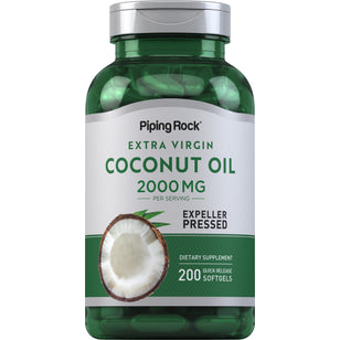 Organický kokosový olej (extra panenský)  2000 mg (v jednej dávke) 200 Mäkké gély s rýchlym uvoľňovaním     