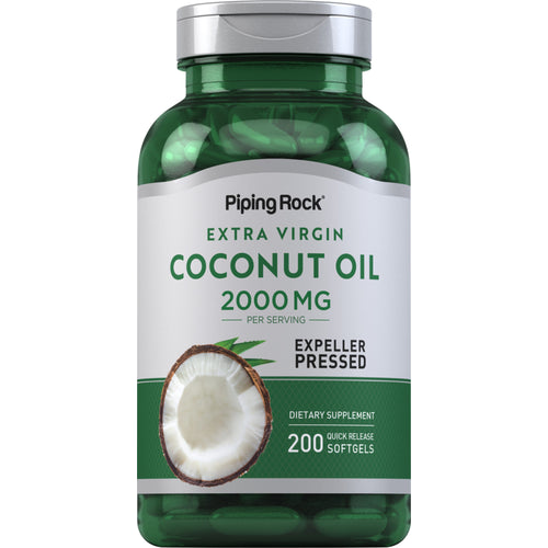 Økologisk kokosnøddeolie (Ekstra Jomfru)  2000 mg (pr. dosering) 200 Softgel for hurtig frigivelse     
