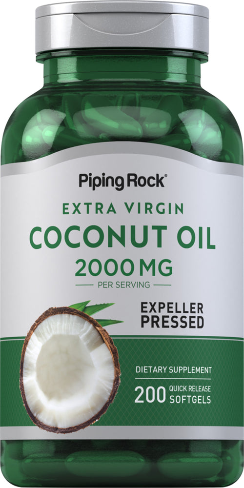 Aceite de coco orgánico (virgen extra)  2000 mg (por porción) 200 Cápsulas blandas de liberación rápida     