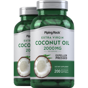 Coconut Oil (Extra Virgin), 2000 mg (per serving), 200 Quick Release Softgels, 2  Bottles