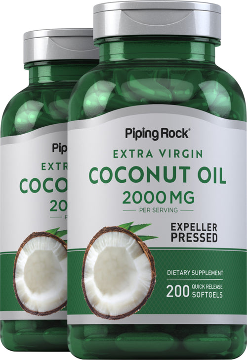 Coconut Oil (Extra Virgin), 2000 mg (per serving), 200 Quick Release Softgels, 2  Bottles