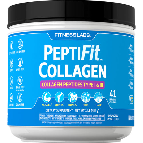 PeptiFit-Collagenpeptide Typ I & III 1 lb 454 g Flasche    