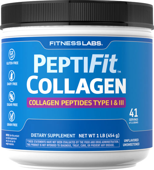PeptiFit Collagen, péptidos de colágeno tipo I y III 1 lb 454 g Botella/Frasco    