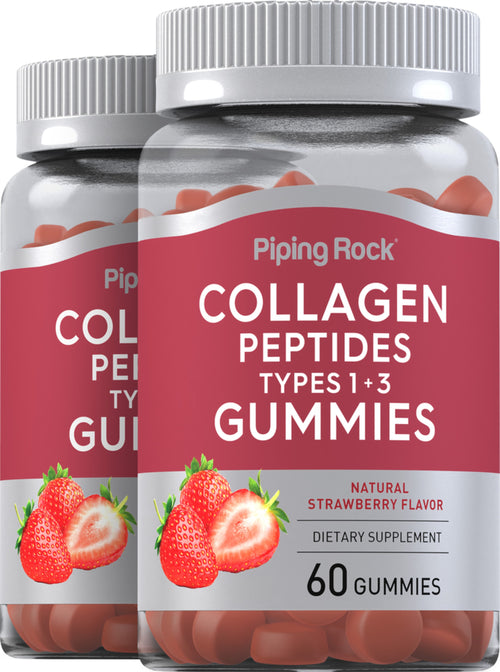 Collagen Type 1 & 3 Gummies (Natural Strawberry), 60 Gummies, 2  Bottles