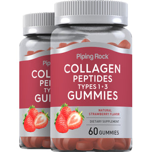 Collagen Type 1 & 3 Gummies (Strawberry), 60 Gummies, 2  Bottles