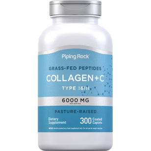 加水分解コラーゲン タイプ I & III 6000 mg (1 回分) 300 コーティング カプレット     