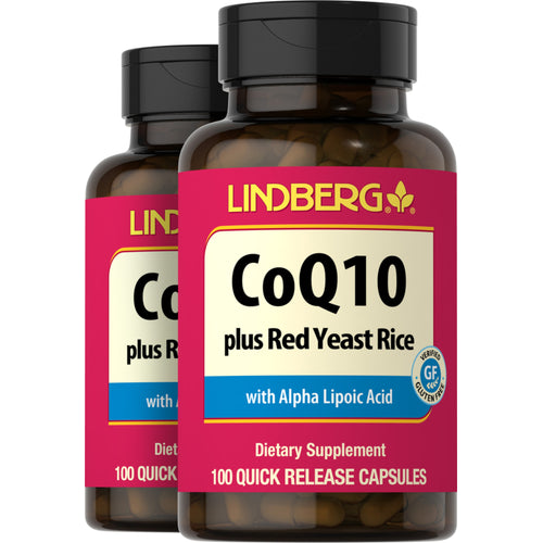 CoQ10 plus Red Yeast Rice, 100 Quick Release Capsules, 2  Bottles