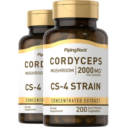 Cordyceps,  2000 mg (par portion) 200 Gélules à libération rapide 2 Bouteilles