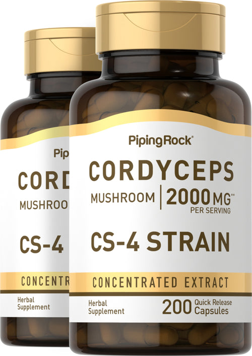 Cordyceps,  2000 mg (par portion) 200 Gélules à libération rapide 2 Bouteilles