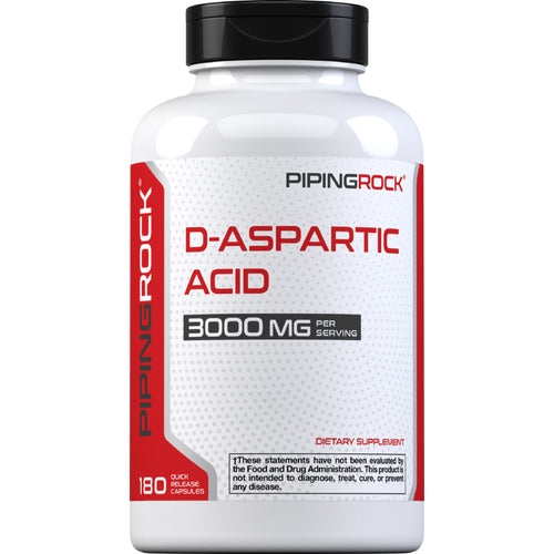 กรดดี-แอสพาร์ติก 3000 mg (ต่อการเสิร์ฟ) 180 แคปซูลแบบปล่อยตัวยาเร็ว     