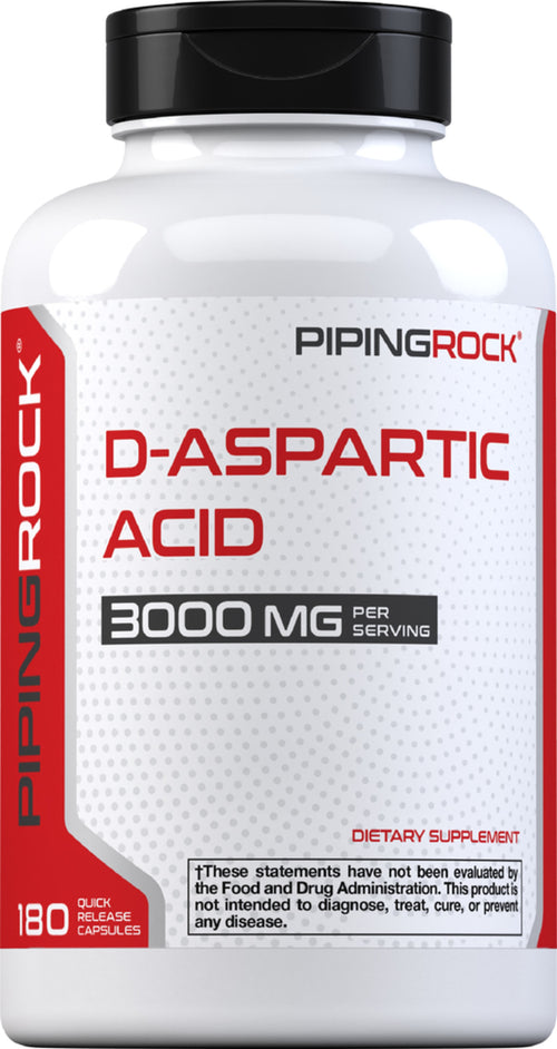 D-Aspartic Acid, 3000 mg (per serving), 180 Quick Release Capsules Bottle