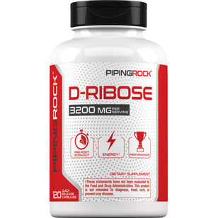 D-Ribose 100 % Pure 1600 mg (par portion) 120 Gélules à libération rapide     