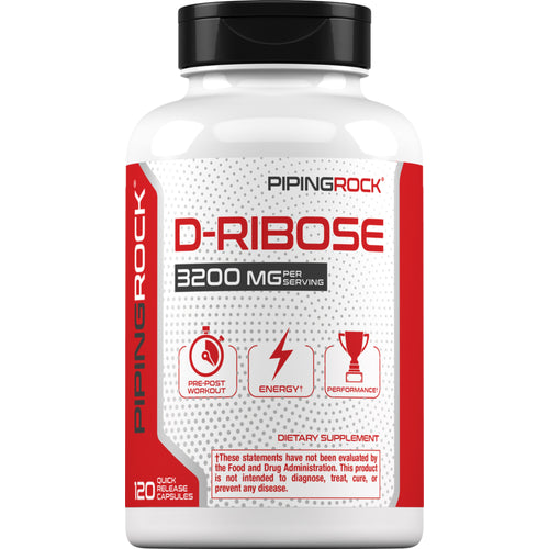 D-ribose 100% Puro 1600 mg (por dose) 120 Cápsulas de Rápida Absorção     