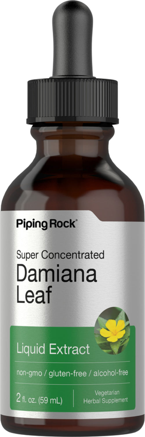 Extrait liquide de feuille de Damiana sans alcool 2 onces liquides 59 mL Compte-gouttes en verre    