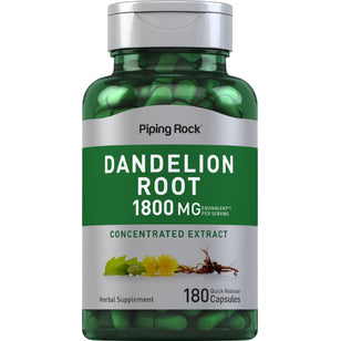 รากแดนดี้ไลออน  1800 mg (ต่อการเสิร์ฟ) 180 แคปซูลแบบปล่อยตัวยาเร็ว     