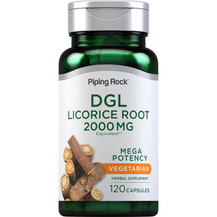 Racine de réglisse ultra puissante DGL (déglycyrrhizinée),  2000 mg 120 Gélules