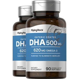 DHA Enteric Coated, 500 mg, 90 Quick Release Softgels, 2  Bottles