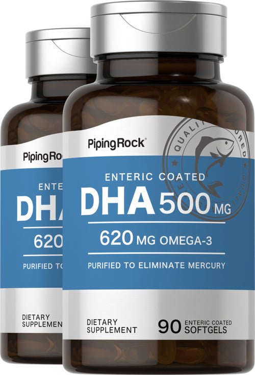 DHA à enrobage gastro-résistant,  500 mg 90 Capsules molles à libération rapide 2 Bouteilles