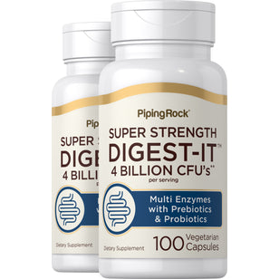 Digest-IT Multi Enzymes Super Strength with Probiotics, 100 Vegetarian Capsules, 2  Bottles