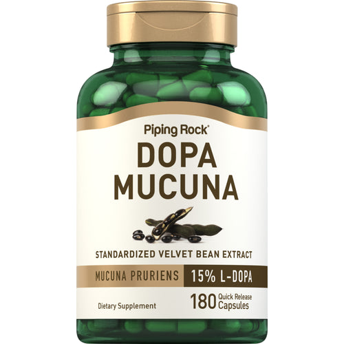DOPA Mucuna Pruriens Standardized (Velvet Bean), 350 mg, 180 Quick Release Capsules Bottle