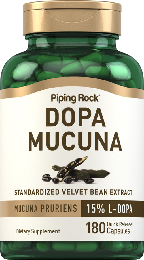 DOPA Mucuna Pruriens Standardized (Velvet Bean), 350 mg, 180 Quick Release Capsules Bottle