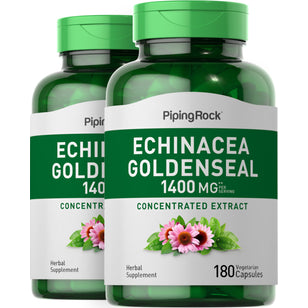Echinacea & Goldenseal Root, 1400 mg (per serving), 180 Vegetarian Capsules, 2  Bottles