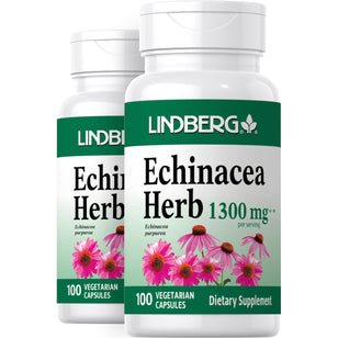 Échinacée herbe,  1300 mg (par portion) 100 Gélules végétales 2 Bouteilles
