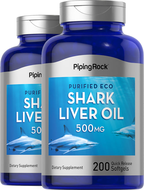 Huile de Foie de Requin (économique),  500 mg 200 Capsules molles à libération rapide 2 Bouteilles